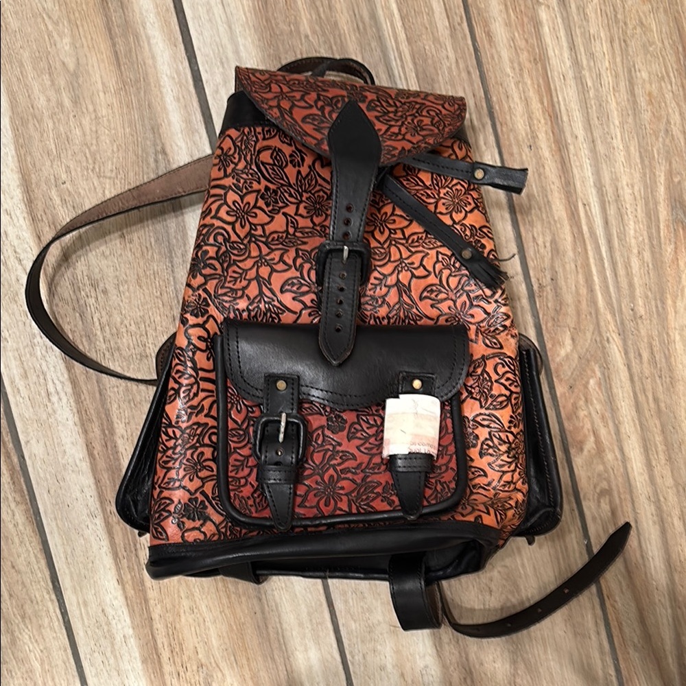 Black and Brown Sparkly Backpack with Adjustable Straps